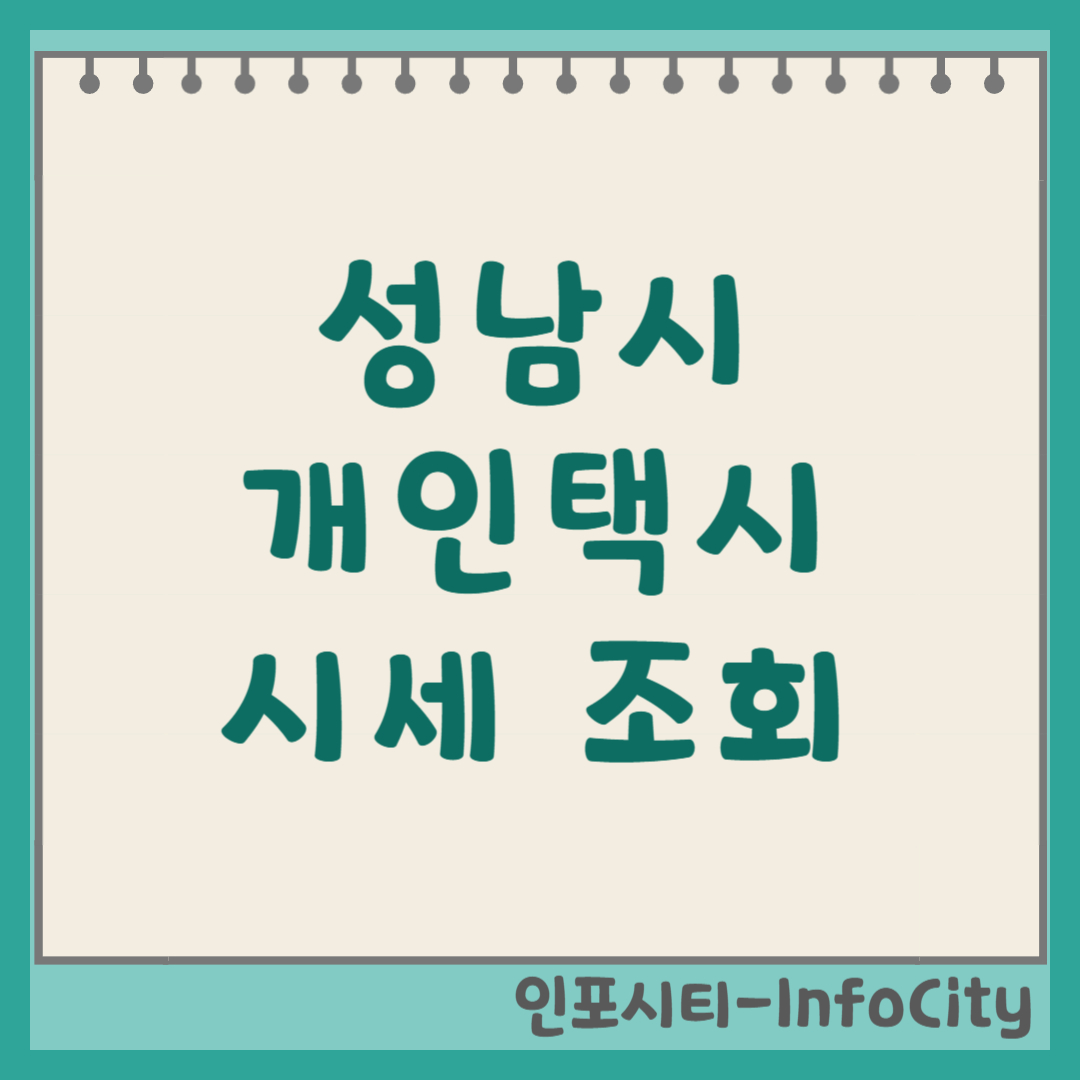 성남 개인택시 시세 가격 조회 및 매매 방법 안정적인 수익의 메카!